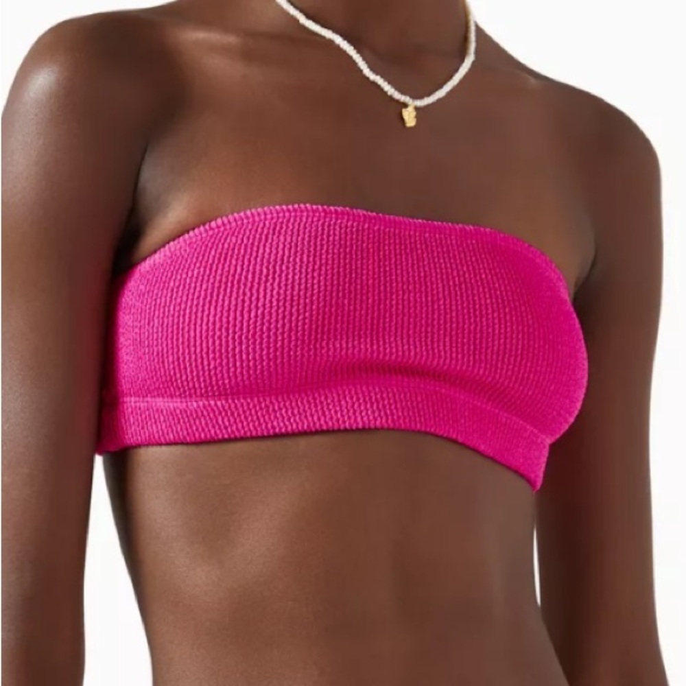 New Good American Bright Pink Always Fits Better Band Bandeau Bikini Top S/M